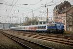 TRI 110 428-0 mit Fu�ballsonderzug in Wuppertal, M�rz 2022.