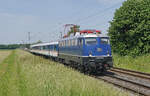Lokomotive 110 448-8 von TRI auf der RB 37 unterwegs. Kaarst, 29.05.2026
