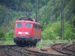 Die Br.110 474-4 bei Ragierarbeiten im Bahnhof Geislingen.