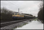 Am 12.02.2018 kam 110383 der Centralbahn mit einem fünfzehn Wagen langen Sonderzug, dem Pappnasen Express aus Hamburg, um 8.31 Uhr durch Lengerich Schollbruch.