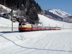 Die E 10 1309 mit einem Leereisezug nach Bischofshofen am 27.01.2018 unterwegs bei Radstadt.