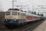 110 383 mit SDZ-Leerzug von Berlin nach Mönchengladbach bei der Durchfahrt in Dedensen/Gümmer am 11.01.2020