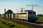 110 383-7 der Centralbahn durchfuhr am 31.05.21 mit einem Containerzug Vietznitz.