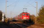 110 471-0 schob am Abend des 16.10.07 eine RegionalBahn von Aalen nach Donauwrth, hier bei Aalen-Hofen aufgenommen.