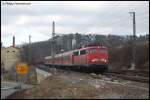 110 416-5 bringt am 02.01.08 RB 37158 von Donauwrth nach Aalen, aufgenommen kurz vor dem Aalener Bahnhof.