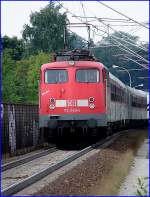 110 289-6 mit NZ1949 aus Hagen, kurz vor dem Hbf Stralsund am 28.08.05 