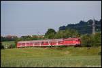 110 446 befrdert am Abend des 03.06.08 RB 37168 von Donauwrth nach Aalen, aufgenommen am Km 76,8 der Remsbahn (KBS 786) bei Aalen-Hofen.