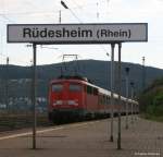 110 440-5  scheibt die RB **** Richtung Koblenz aus Rdesheim heraus 29.7.08.