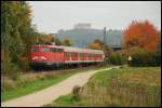 110 454 ist mit ihrer RegionalBahn nach Aalen unterwegs.