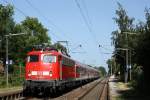 110 491 (ex 114 491) mit einer RB von Bremen HBF nach Oldenburg HBF am 16.07.2010 in Heidkrug.