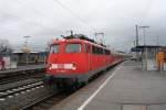 110 398-5  steht mit einem RE9 am 23.02.2008 Richtung Aachen Hbf in Kln Messe