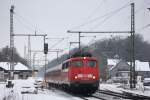 110 434 mit einem IC-Ersatzzug am 29.12.2010 bei Hmelerwald.