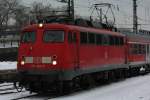 Hier die 110 463-7 bei der Bereitstellung der RB35 in Kln Messe Deutz am 28.12.2010.