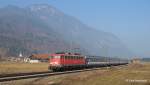 110 497-5 bringt am 5.03.11 den DZ 13421 bei Niederaudorf Richtung Innsbruck.