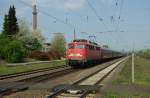 Auch ein Sonderzug war am 21.04.2011 wieder unterwegs: 110 438-9 mit DZ 2701 Kiel Hbf - Tuttlingen.