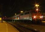 Bgelfalte 110 401-7 steht mit dem Fuballsonderzug von Mannheim am 18.11.2011 in Kaiseslautern Hbf