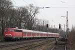 Am 20.3.12 fuhr die 110 402 mit einem umgeleiteten RB 35 Verstrker durch Ratingen-Lintorf.