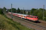 Die 110 410 mit einem Leerpark am 04.09.2012 in Eschweiler Hbf.