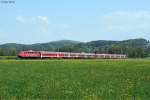 110 483-5 schiebt den RE 19003 (Waiblingen-Aalen). Dieser Zug verkehrte anlssliche des Remstotal 2013. Aufgenommen am 05.05.2013 bei Urbach.