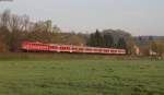 RB 22075 (Plochingen-Tbingen Hbf) mti Schublok 110 483-5 bei Wannweil 24.4.13