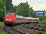 110 457-9 zieht am 20.07.2012 einen RE4 Verstrker von Aachen Hbf nach Aachen Rothe-Erde um ihn dort abzustellen.