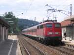 BR 110 506-3 schiebt am 9.8.06 ihren RE aus dem Bahnhof St.Georgen  PS:Dieser Zug ist ab dem 10.12.06 Geschichte da dann BR146 mit Doppelstockwagen verkehren