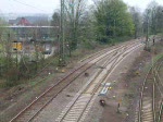 E 10 220 mit Postwagen 1967 In Ludwigsburg, im Hintergrund das alte Bahnhofsgebude, es wurde durch ein Neues ersetzt, teilweise sichtbar unter Deutschland/Triebzge/BR 425, Aufnahme 425 111.