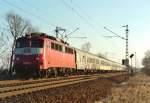 110 383 mit RE 3216 (Uelzen–Hamburg Hbf) am 24.12.1996 zwischen Winsen (Luhe) und Ashausen