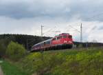 110 491 ist am 26.April 2015 mit einem Sonderzug bei Halach(b.