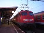 Die Br.110, die leider auch bald Geschichte im Bahnhof Aalen sein soll, stand am 21.04.07 im Aalenner Bahnhof und fuhr dan zurck nach Donauwrth Hbf. Ab 2009, solle die Baureihen.110 ganz von den  Lirex - Triebzge angelst werden. Die Br.110 fhrt also noch ein paar Jahre zwischen Aalen und Donauwrth, bis die neuen triebzge kommen. Hier steht die Br.110 408-2 in Aalen Hbf aufgenommen am 21.04.07.