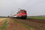 110 491-8 BTE mit zwei Wagen bei Niedernjesa am 09.04.2018  