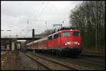 DB 110373-8 verlässt hier am 3.2.2007 mit dem RB nach Osnabrück den Bahnhof Natrup Hagen, der damals noch über Ausweichgleise verfügte und zudem besetzt war. Ende des Jahres 2019 endete dieser Zustand!