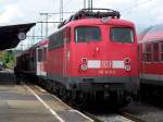 Die Br.110 416-5 stand am 11.Juni 2007, abgebgelt im Bahnhof Aalen auf Gleis 1.