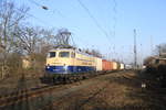 110 383 der Centralbahn mit 4 neuen Antriebswagen für den ICE4 bei der Durchfahrt in Recklinghausen-Süd am 26.1.2020 auf dem Weg nach Wegberg.