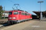 110 418-1 fuhr am 26.07.07 mit einem Regionalzug durch den Bahnhof Stuttgart Untertrkheim.