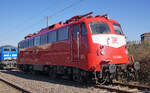 Lokomotive 110 459-5 am 03.03.2022 vom S-Bahngleis in Mönchengladbach Hbf aus fotografiert.