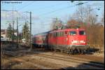 110 484-3 zieht am 15.12.07 RB 37158 von Donauwrth nach Aalen, aufgenommen bei der Ausfahrt aus dem Goldshfer Regionalbahnhof.