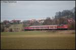 110 471-0 bringt am 22.02.08 RB 37160 von Donauwrth nach Aalen und fhrt am Zugschluss 110 426-2 mit, aufgenommen bei Aalen-Hofen.