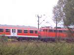 Als Ersatz fr die RegioTram zieht eine BR 110 die RegionalBahn auf der Strecke Kassel HBF---Warburg.