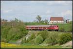 Den Abschluss fr diese umfangreichere Riespendel-Serie hlt 110 414 mit ihrer RB 37158 von Donauwrth nach Aalen, die am 03.05.08 an der markanten Fotokurve bei Goldshfe bildlich verewigt wurde.