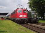 110 403 steht mit der RB Kassel-Warburg in Hmme neben 141 228 mit der RB von Hmme nach Kassel Hbf.