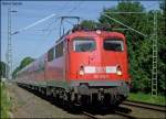 110 415 mit dem RE11592 (Zwischentakt Wupper-Express) nach Aachen an km 28.9 in Geilenkirchen 29.5.2009