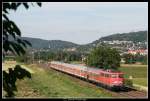 110 456 mit einem verkehrtherum gereihten RB auf der Main-Neckar-Bahn bei Grosachsen-Heddesheim, 17.