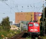 RB 14819 (Oldenburg(Oldb)-Bremen Hbf) mit Schublok 110 480-1  in Bremen Neustadt 20.8.09