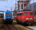 223 071 der ARRIVA beim rangieren in Mnchen Hbf. Daneben 110 446-2 auf einem Stumpfgleis. 29.03.2010