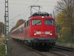 110 398-5 mit dem RE11598 aus Dsseldorf nach Aachen zwischen Lindern und Geilenkirchen an der ehem.
