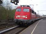 Die 110 436-4 war am 19.03.2009 als RE1 Takt unterwegs. Hier in Stolberg Hbf.