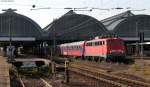 110 457-9 mit dem DZ 13981 (Basel Bad Bf-Trier Hbf)in Karlsruhe Hbf 27.10.11