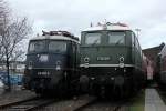 110 348-0 neben E50 091 im DB Museum Koblenz am 21.1.2012