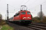 110 469-4 zieht einen SDZ mit BTE Wagen nach Starnberg, Mnchen Westkreuz am 20.04.12